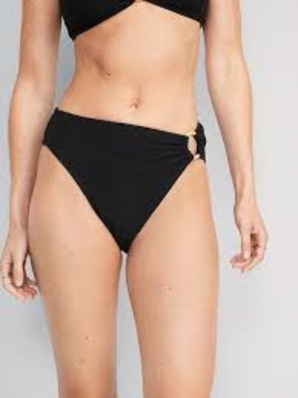 Old Navy Mid-Rise O-Ring Crochet-Knit French-Cut Black Bikini Swim Bottoms- NWOT